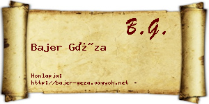 Bajer Géza névjegykártya